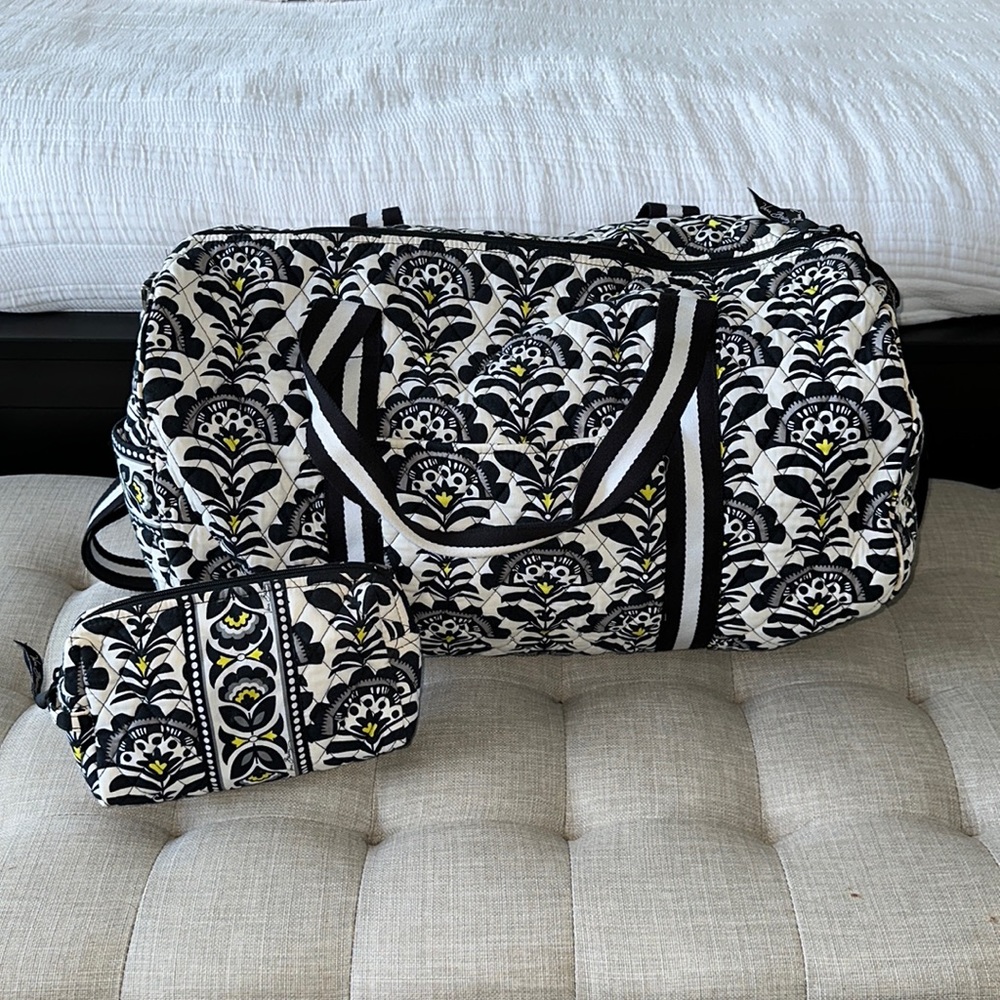 Vera Bradley “Fanfare” weekender duffle and cosmetic case